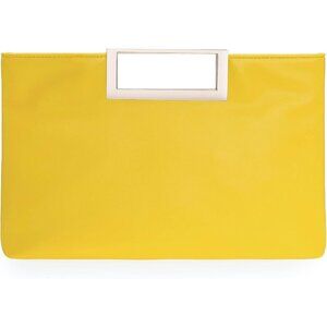 Women's Yellow Convertible Vegan Leather Fashion Stylish Metal Handle Clutch
